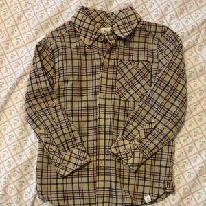 Classic Tan Plaid Kids Button-Down Shirt